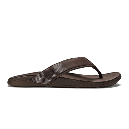 OluKai Men | Tuahine Men's Waterproof Leather Beach Sandals - Dark Wood