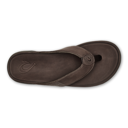 OluKai Men | Tuahine Men's Waterproof Leather Beach Sandals - Dark Wood
