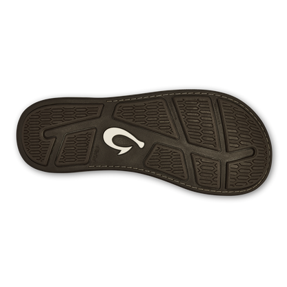 OluKai Men | Tuahine Men's Waterproof Leather Beach Sandals - Dark Wood