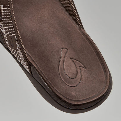 OluKai Men | Tuahine Men's Waterproof Leather Beach Sandals - Dark Wood