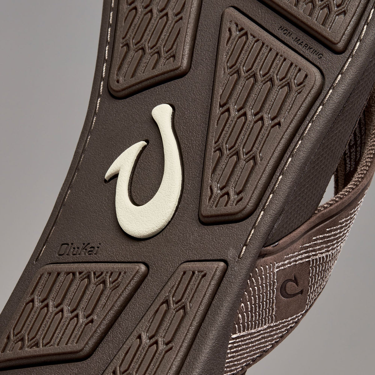 OluKai Men | Tuahine Men's Waterproof Leather Beach Sandals - Dark Wood