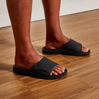 OluKai Men | Nalu Slide Men's Beach Slide Sandals - Black