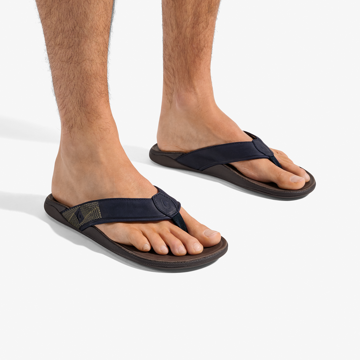 OluKai Men | Tuahine Men's Waterproof Leather Beach Sandals - Trench Blue