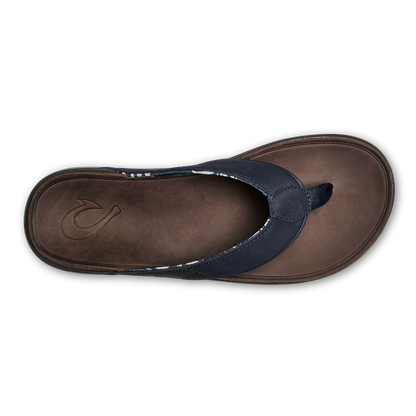 OluKai Men | Tuahine Men's Waterproof Leather Beach Sandals - Trench Blue