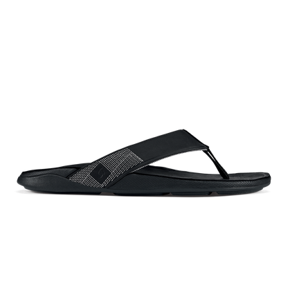 OluKai Men | Tuahine Men's Waterproof Leather Beach Sandals - Black