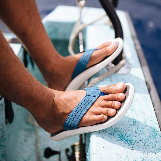 OluKai Men | Ulele Men's Beach Sandals - Slate Blue / Charcoal
