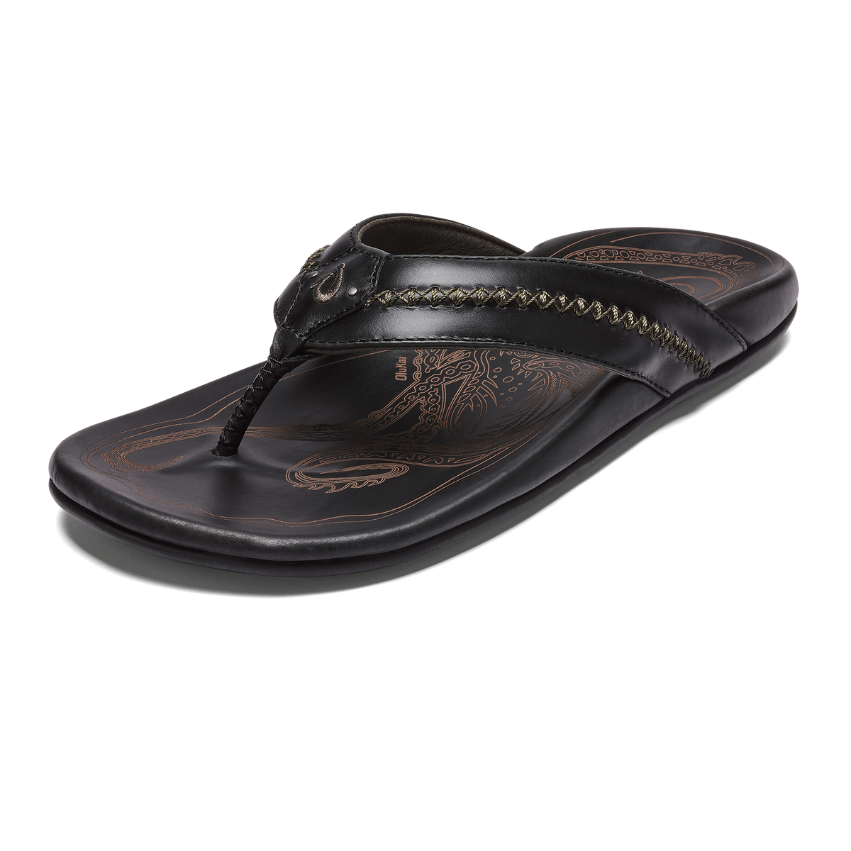 OluKai Men | OluKai Mea Ola - Black | Men's Leather Beach Sandals