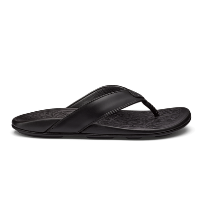 OluKai Men | Mekila Men's Full-Grain Leather Beach Sandals - Black