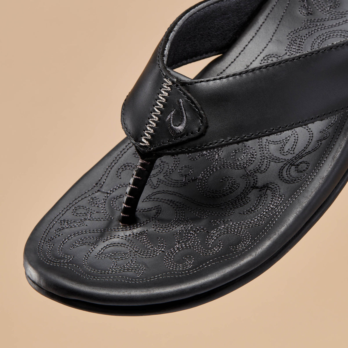 OluKai Men | Mekila Men's Full-Grain Leather Beach Sandals - Black