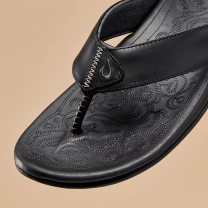 OluKai Men | Mekila Men's Full-Grain Leather Beach Sandals - Black