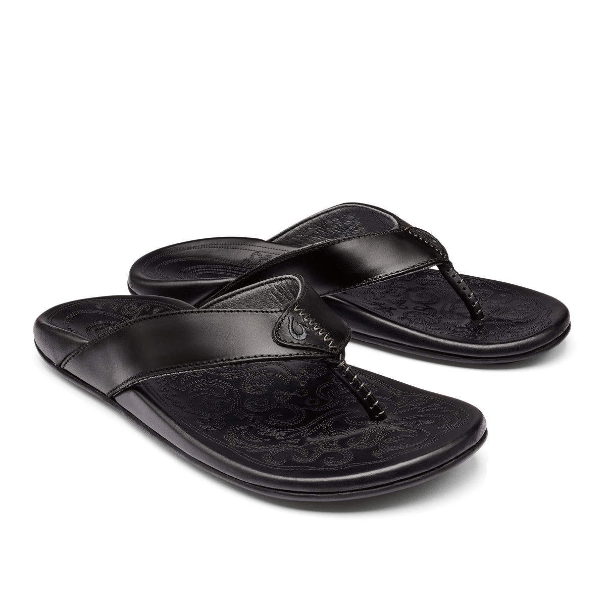 OluKai Men | Mekila Men's Full-Grain Leather Beach Sandals - Black