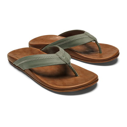OluKai Men | Hiapo - Odyssey Grey / Sahara Men’s Leather Beach Sandals
