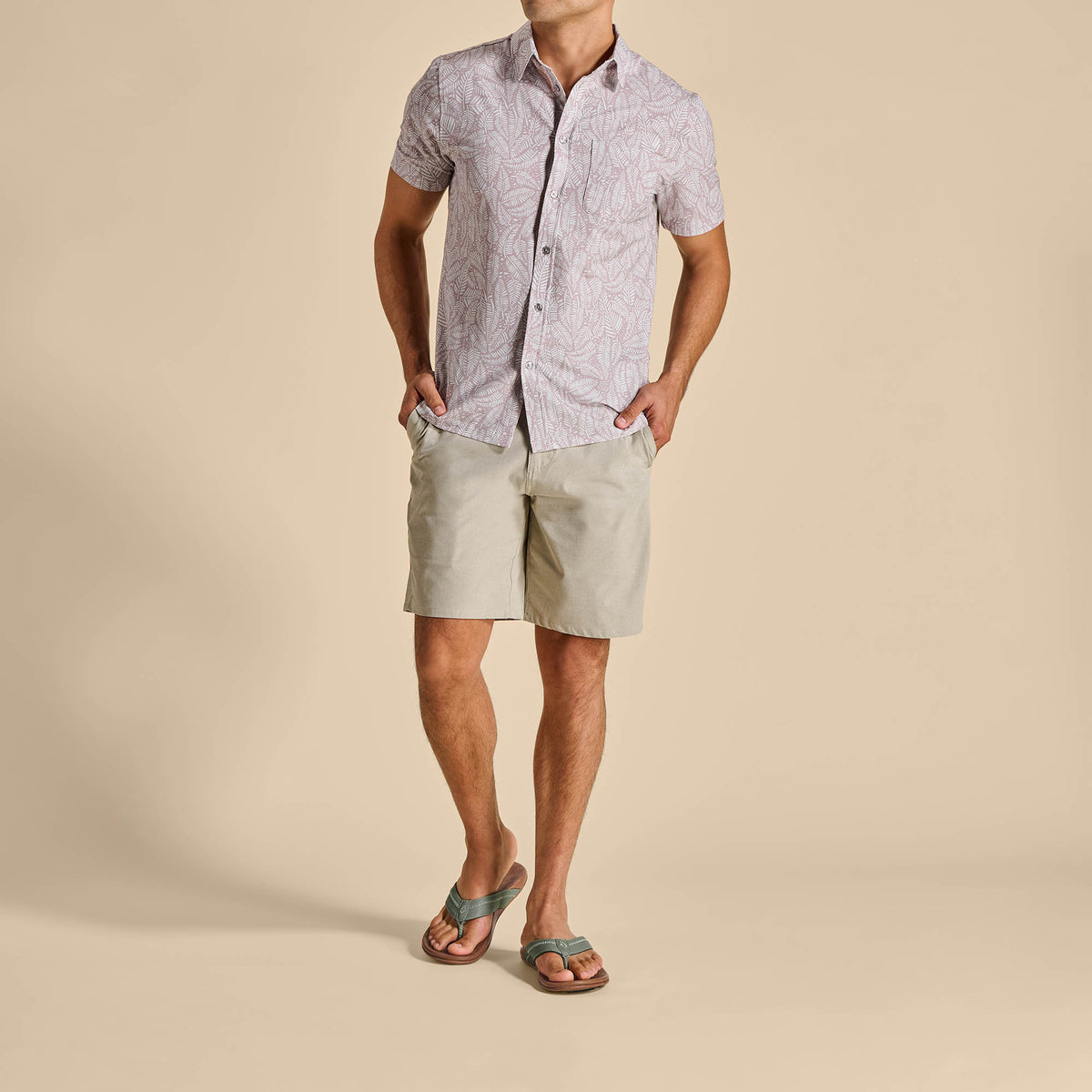 OluKai Men | Hiapo - Odyssey Grey / Sahara Men’s Leather Beach Sandals