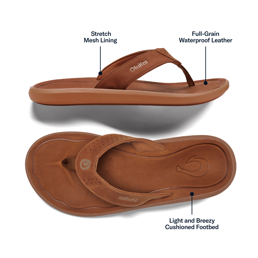 OluKai Men | Pili Men’s Waterproof Leather Sandals - Fox