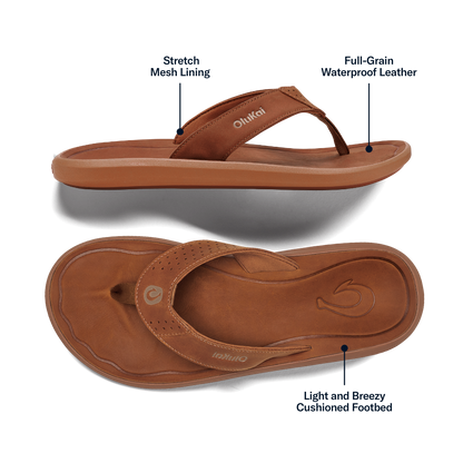 OluKai Men | Pili Men’s Waterproof Leather Sandals - Fox