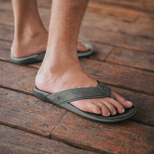 OluKai Men | Tuahine Men's Waterproof Leather Beach Sandals - Lagoon