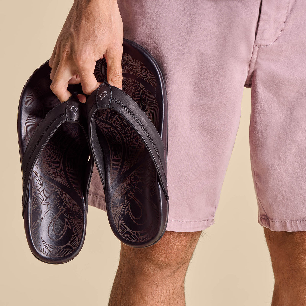 OluKai Men | Hiapo - Lava Rock Men’s Leather Beach Sandals