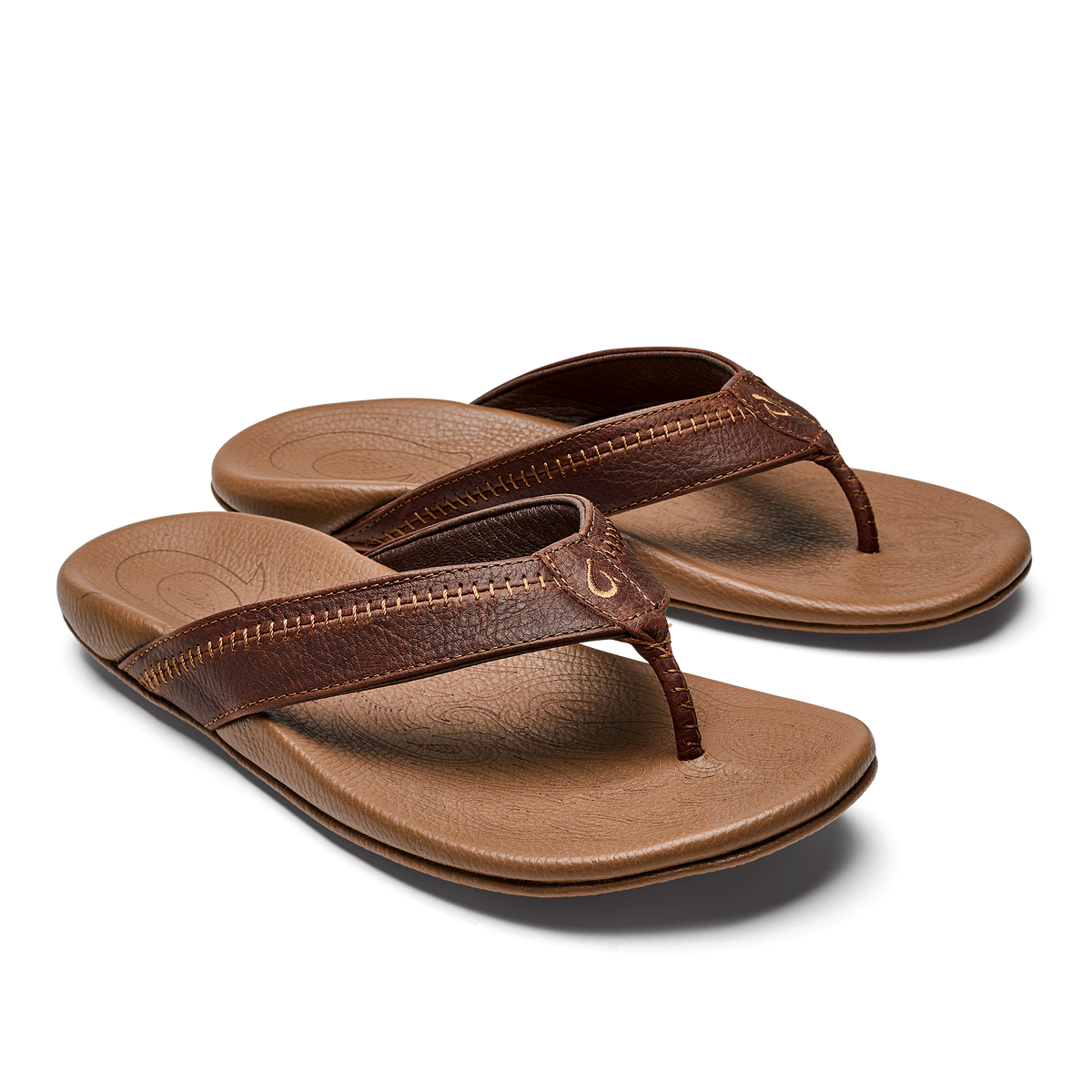 OluKai Men | Hiapo -Dark Java / Toffee Men’s Leather Beach Sandals