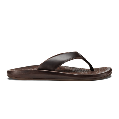 OluKai Men | ‘Ilikai Men‘s Leather Beach Sandals - Dark Wood