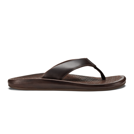 OluKai Men | ‘Ilikai Men‘s Leather Beach Sandals - Dark Wood