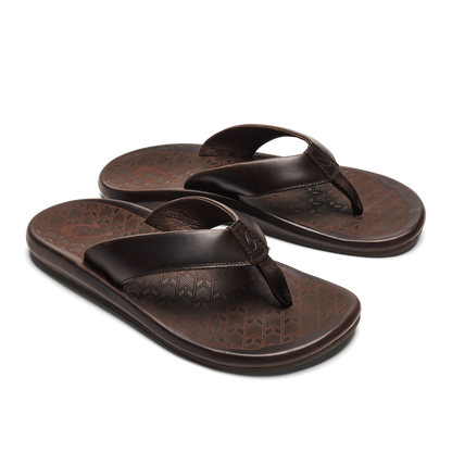 OluKai Men | ‘Ilikai Men‘s Leather Beach Sandals - Dark Wood