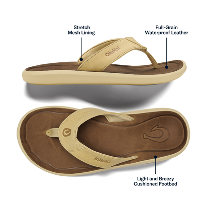 OluKai Men | Pili Men’s Waterproof Leather Sandals - Toasted Coconut / Tan