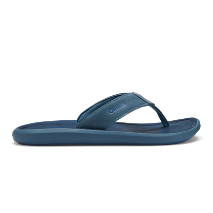 OluKai Men | Pili Men’s Waterproof Leather Sandals - Blue Fog / Coastal Blue