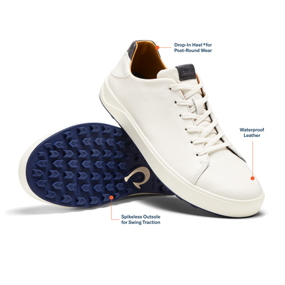 OluKai Men | Wai‘alae Men’s Waterproof Leather Golf Shoes - White