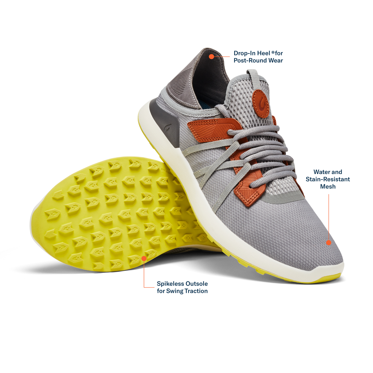 OluKai Men | Manele Men’s Breathable Golf Shoes - Poi / Charcoal
