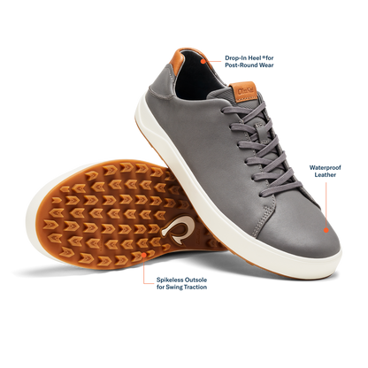 OluKai Men | Wai‘alae Men’s Waterproof Leather Golf Shoes - Stone