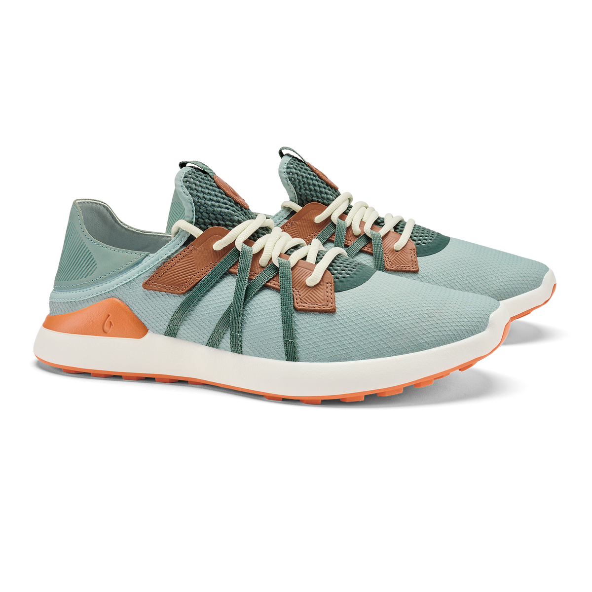 OluKai Men | Manele Men’s Breathable Golf Shoes - Pale Moss / Molten Orange