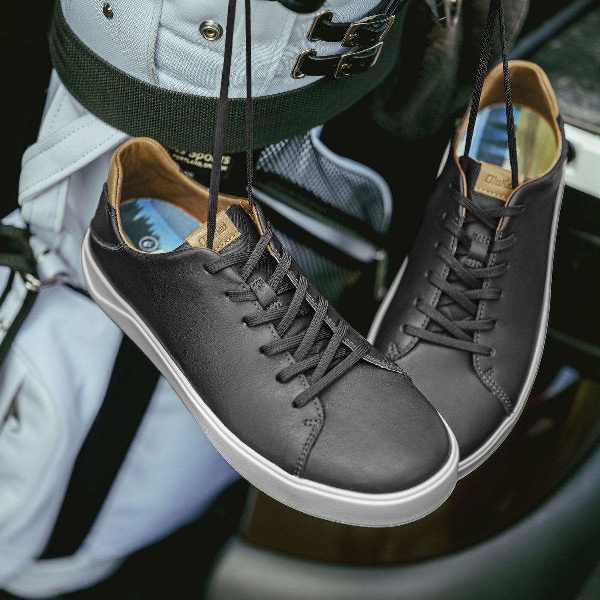 OluKai Men | Wai‘alae Men’s Waterproof Leather Golf Shoes - Black