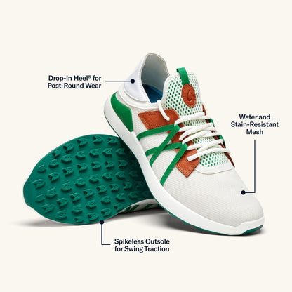 OluKai Men | Manele Men’s Breathable Golf Shoes - White / Bamboo