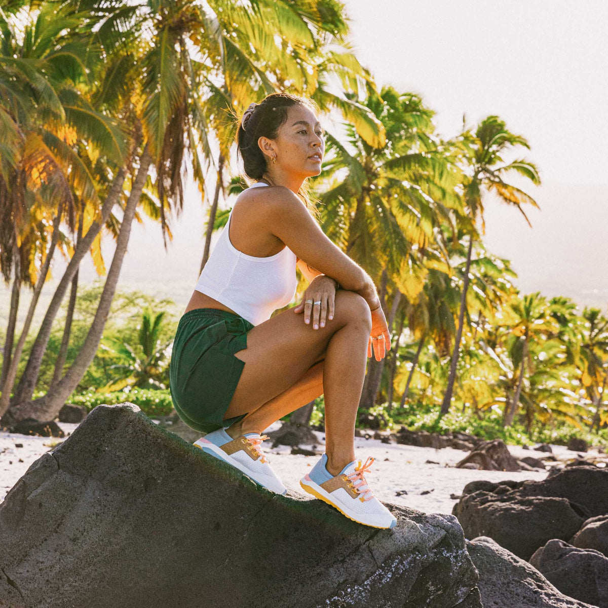 OluKai Women | Wailuku Women’s Athletic Shoes - Bright White / Sea Ice