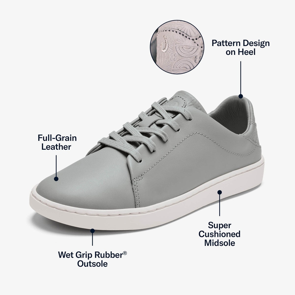 OluKai Women | Pehuea Lī ‘Ili Women's Leather Sneakers - Ash