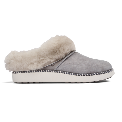 OluKai Women | Ku‘i Women’s Fuzzy Slip-On Slippers - Fog