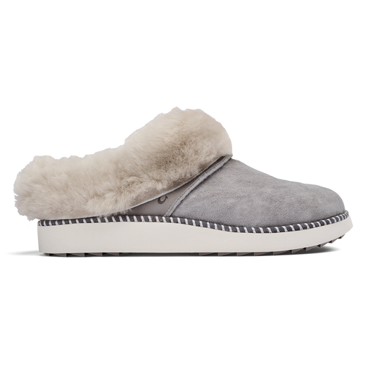 OluKai Women | Ku‘i Women’s Fuzzy Slip-On Slippers - Fog