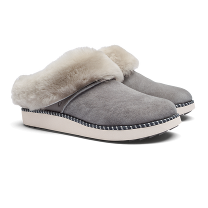 OluKai Women | Ku‘i Women’s Fuzzy Slip-On Slippers - Fog