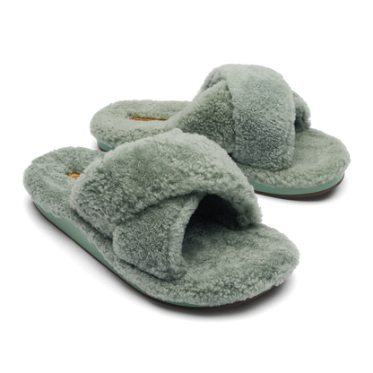 OluKai Women | Hila Heu Women’s Slide Slipper Sandals - Muted Green