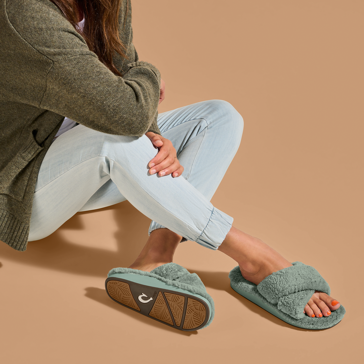 OluKai Women | Hila Heu Women’s Slide Slipper Sandals - Muted Green