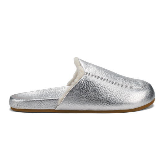 OluKai Women | Kōnea Women’s Leather Slipper Mules - Silver