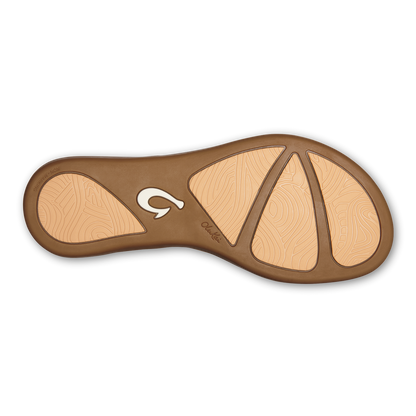 OluKai Women | Honu Women’s Leather Sandals - Bright White / Golden Sand