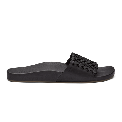 OluKai Women | Kāmola Women’s Leather Slide Sandals - Black