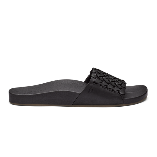 OluKai Women | Kāmola Women’s Leather Slide Sandals - Black