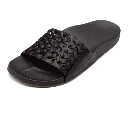 OluKai Women | Kāmola Women’s Leather Slide Sandals - Black