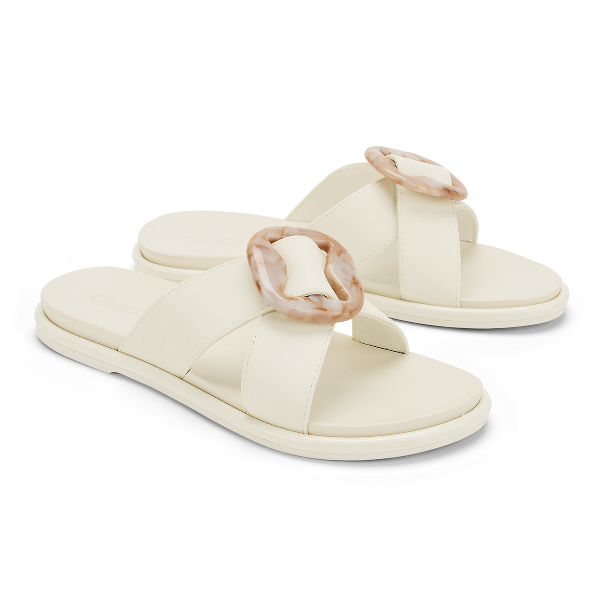 OluKai Women | La‘i Slide Women’s Slide Beach Sandals - White Sand