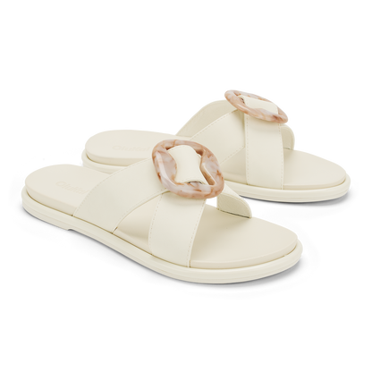 OluKai Women | La‘i Slide Women’s Slide Beach Sandals - White Sand