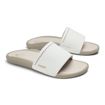 OluKai Women|New Arrivals | Ulele Slide - Bright White / Tapa